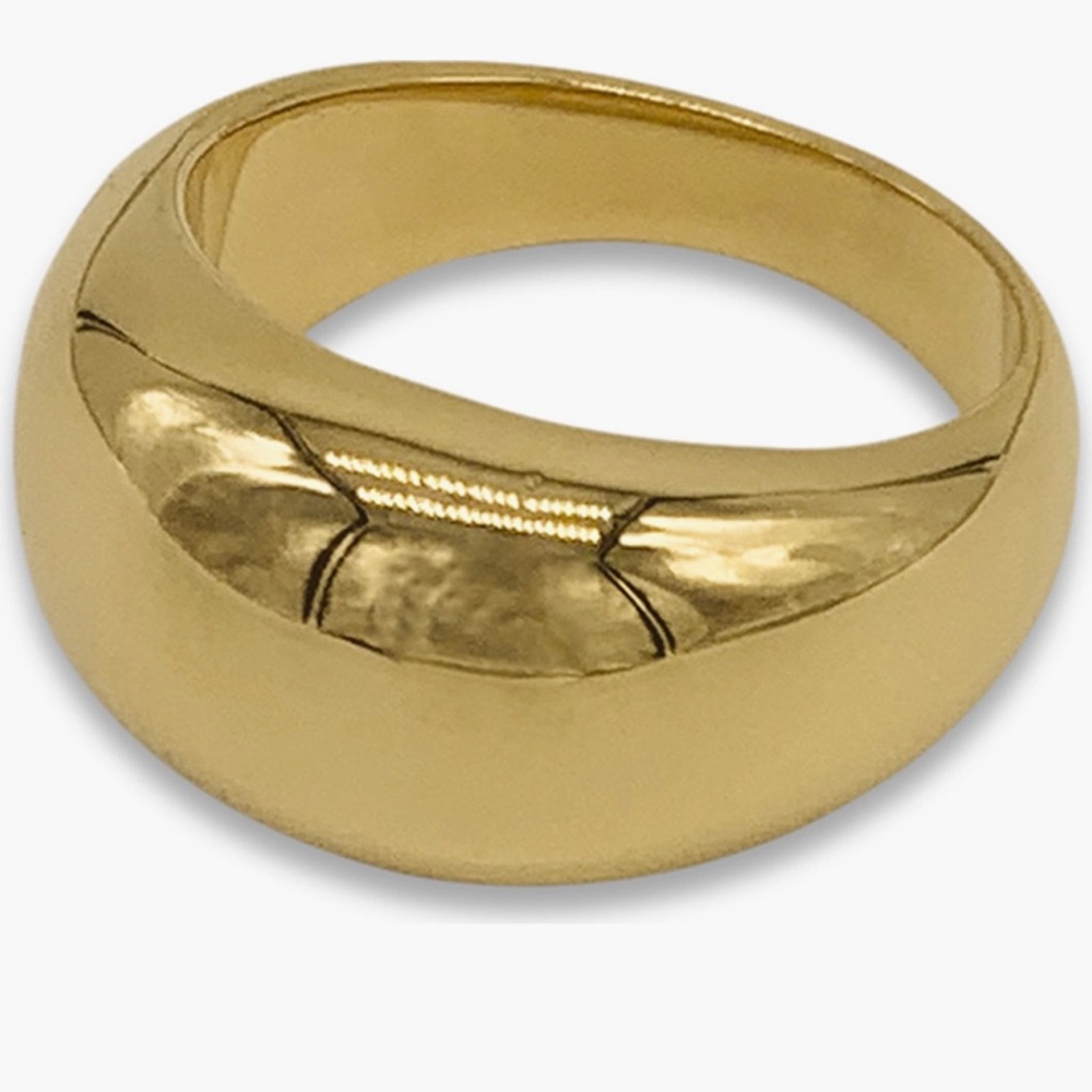 Adornia Water Resistant 14K Gold Plated Dome Ring size 7 NWT and Bag